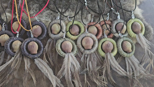 (Black Woven with Brown Chain) Handwoven Necklace with Gum Nut